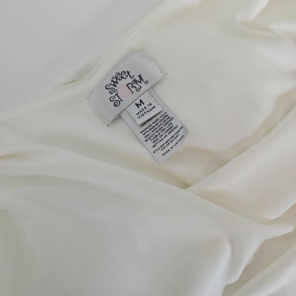 NWOT Sweet Storm M Ivory White Sleeveless Ruched Bodycon Dress Cowl Neck Medium - Picture 2 of 6